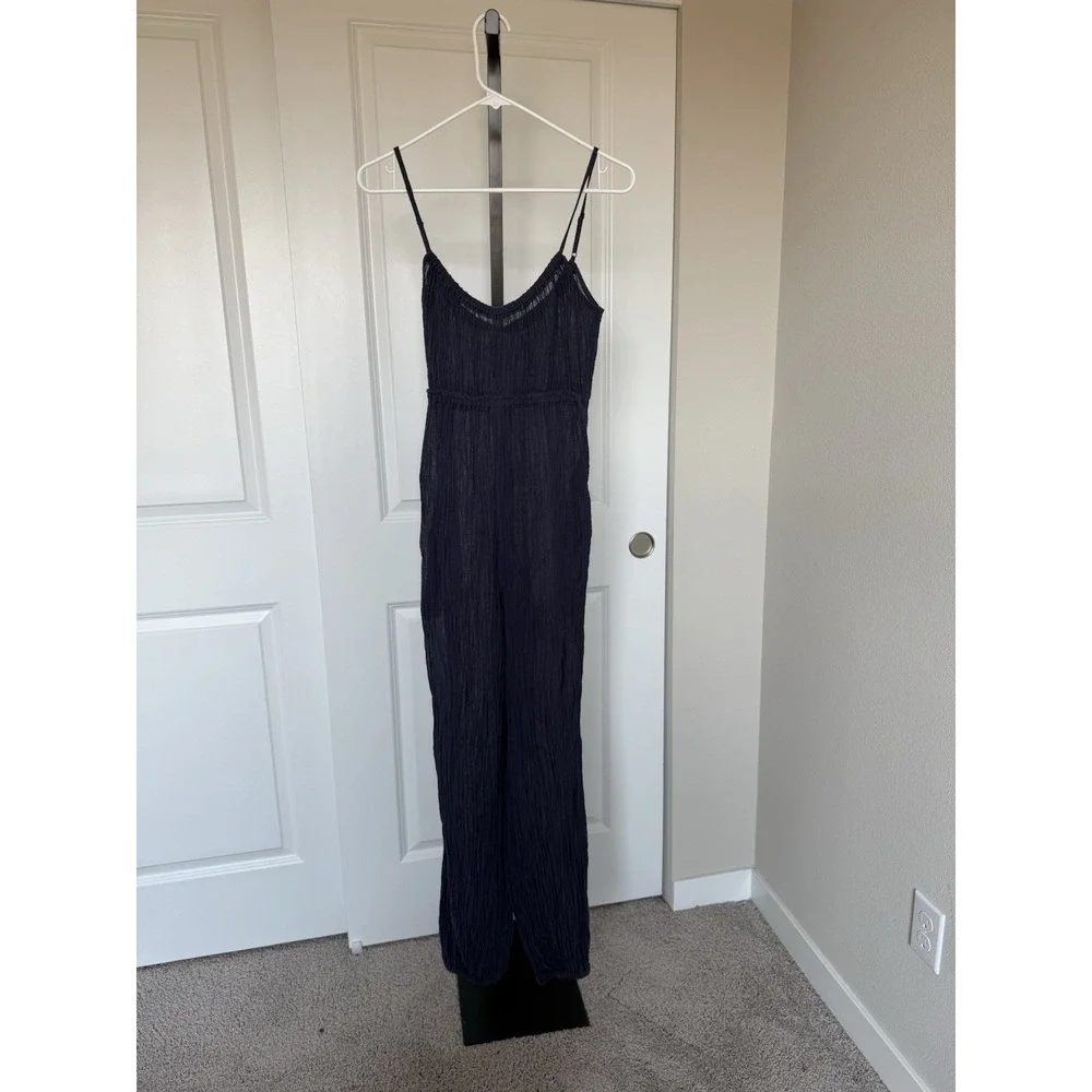 tory burch gauze jumpsuit navy crinkle Size M Coastal Resort Lightweight